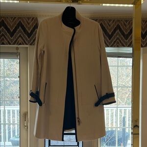 Club Monaco Cream Trench Coat with Black Accents